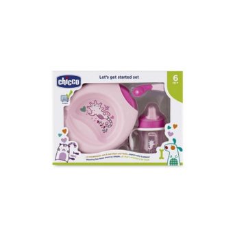 Chicco Conjunto Papa Colher + Copo + Pratos 2 Unidade(s) 6M+ Rosa-Farmacia-Arade