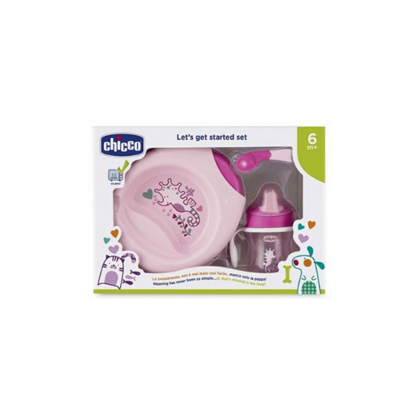 Chicco Conjunto Papa Colher + Copo + Pratos 2 Unidade(s) 6M+ Rosa-Farmacia-Arade