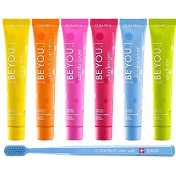 Curaprox Be-You-Pastas-Dentífricas 6 x 10 ml + Cs 5460 Ultra-Soft-Escova-de-dentes-Farmacia-Arade