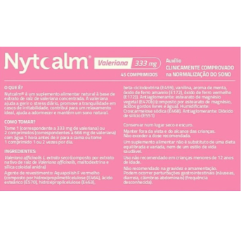 Nytcalm 45 Comprimidos-Valor-Nutricional-Farmacia-Arade
