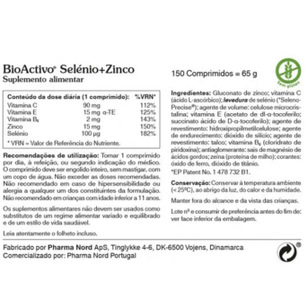 BioActivo Selenio + Zinco 150 Comprimidos - Image 2