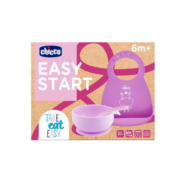 CH.ALI10238100000 Conjunto Papa Silicone Rosa 6M+